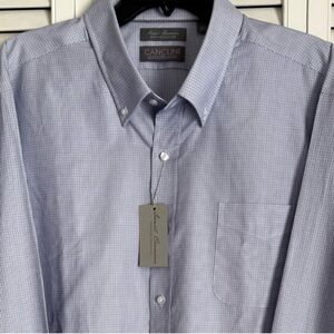 Cremieux Signature Label Print Dress Shirt. Light Blue. XXL